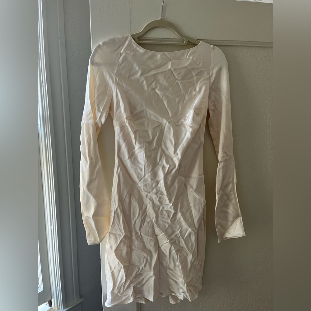 Shona Joy La Lune Long Sleeve Backless Mini Dress - Cream